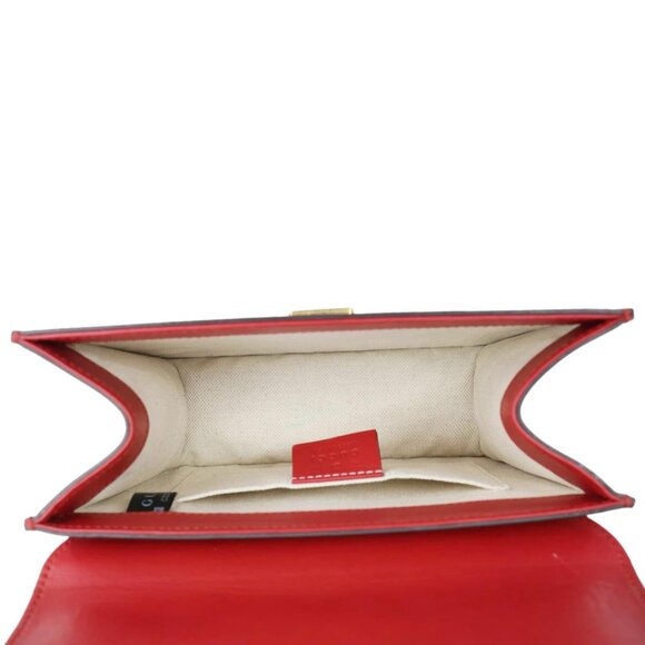 Gucci Pearly Peony Leather Chain Shoulder Bag Red 432281 - Picture 11 of 13